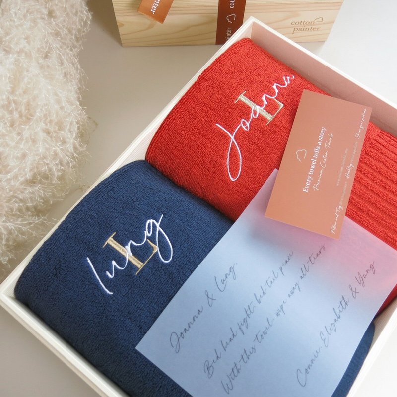 【香港毛巾品牌】客製化繡名毛巾 方巾 面巾 浴巾 100%美國棉製造 - 毛巾/浴巾 - 棉．麻 