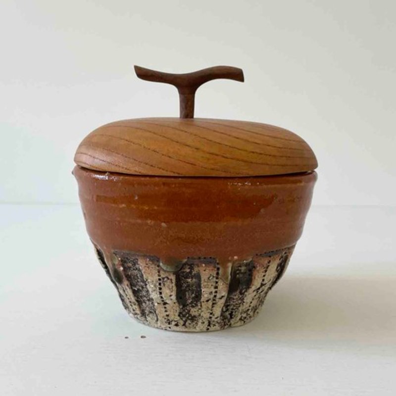 Oval small bowl type, shinogi, lidded - Bowls - Pottery Brown