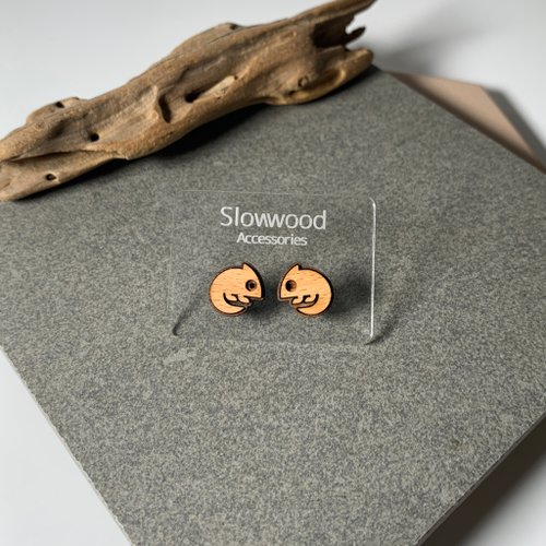 慢木 Slowwood 【變色龍】木製動物系列耳環
