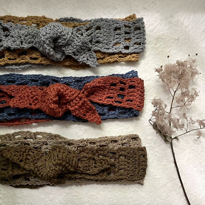 かぎ針編みのマルチウェイ ヘッドバンド |ヨーロッパのリサイクルコットンリネン - ヘアアクセサリー - コットン・麻 多色