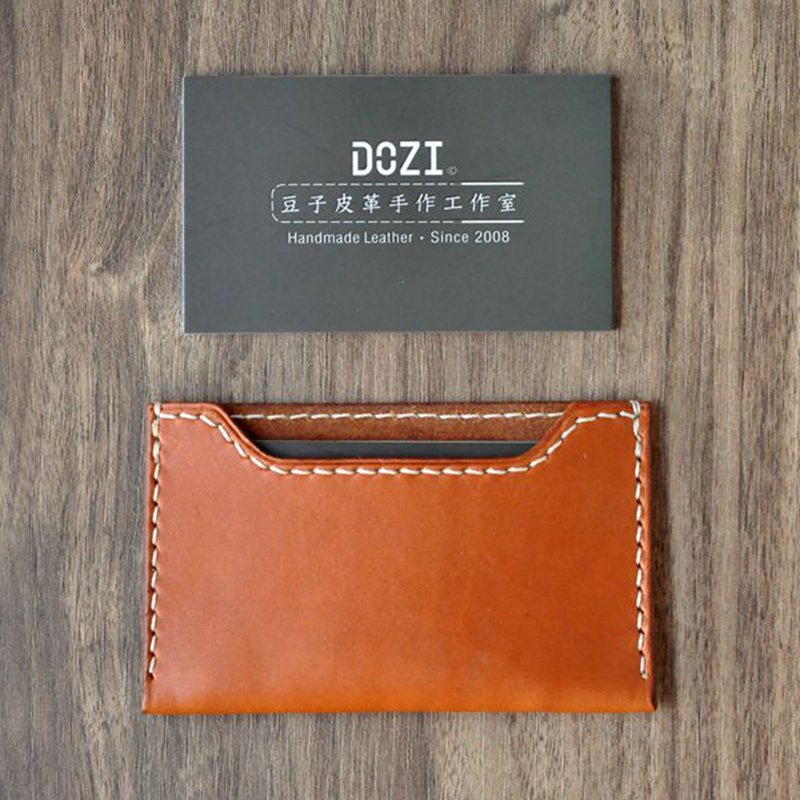 Business Card Cases | Handmade Leather Goods | Customized Gifts | Vegetable Tanned Leather - Simple Business Card Holder - Card Holders & Cases - Genuine Leather Brown