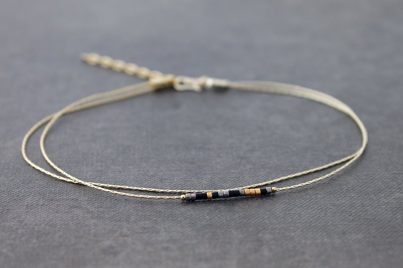 Miyuki Beads Gold Chain Anklets Minimalist Grey Mix Ankles Bracelets - Anklets & Ankle Bracelets - Copper & Brass Gold