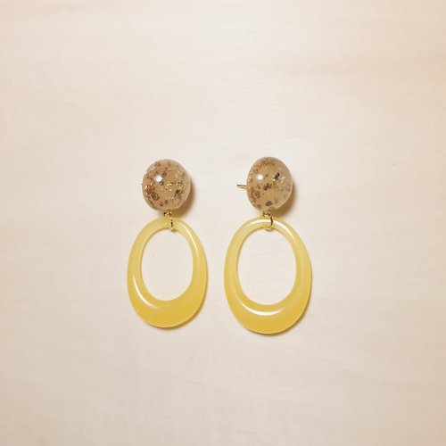 鳥嶼 Niaoyoo 復古黃金箔丸子橢圓鏤空圈圈耳環