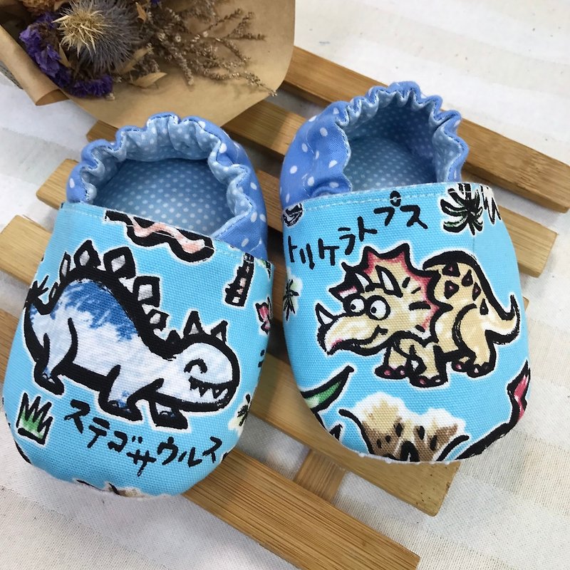 Boy love dinosaur pedicure shoes - baby shoes - รองเท้าเด็ก - ผ้าฝ้าย/ผ้าลินิน สีน้ำเงิน