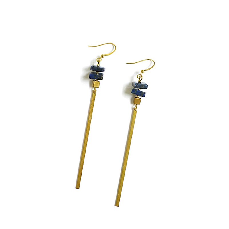 Ficelle | handmade brass natural stone bracelet | 【Flame symbiotic】 dormant - earrings - Earrings & Clip-ons - Gemstone 