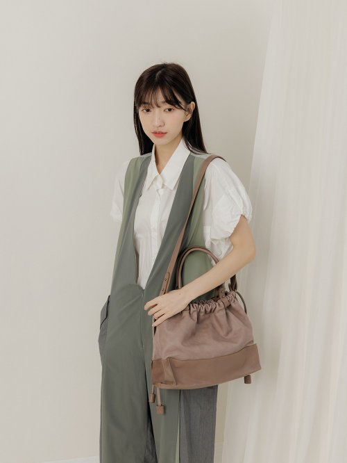 supportingrole supportingrole 真皮3用復古多功能設計手提肩側揹包 奶茶