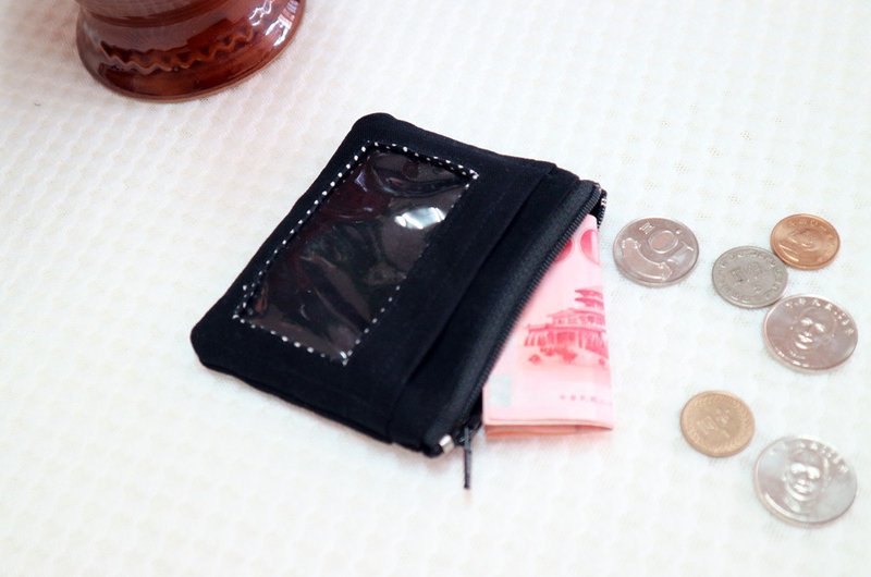 黑嚕嚕 悠遊卡證件零錢包 證件套 小錢包 名片夾 識別證 - 證件套/識別證套 - 棉．麻 黑色