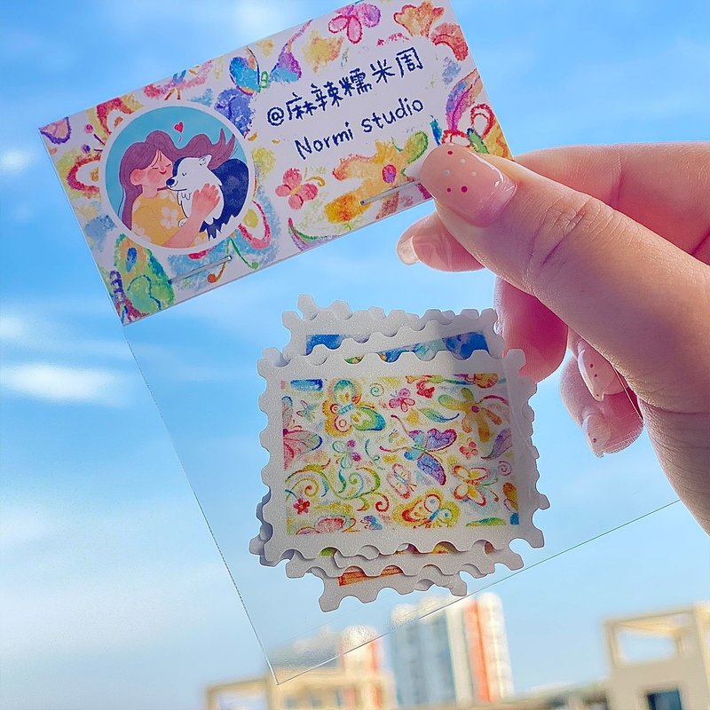 【郵票貼紙】小確幸 唯美可愛鹽系閃砂tn本手帳素材 - 貼紙 - 紙 多色