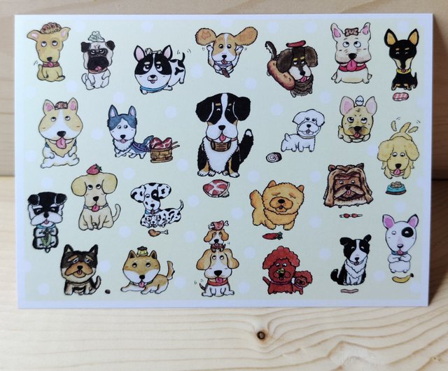 ポストカード/カード/イラストカード 犬の大好きな食べ物