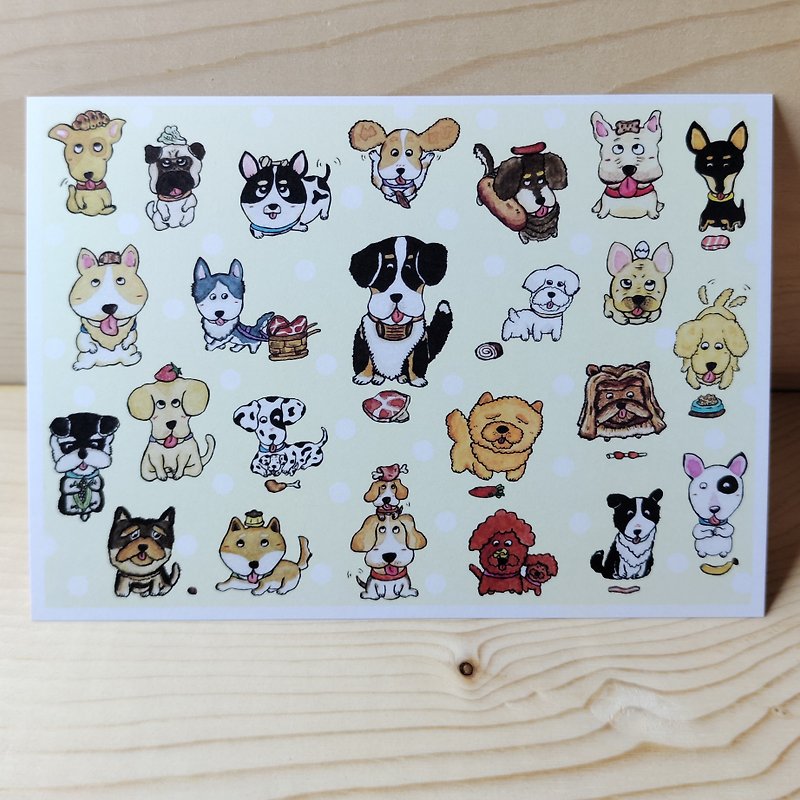 ポストカード/カード/イラストカード 犬は食べるのが大好きシリーズ - カード・はがき - 紙 多色