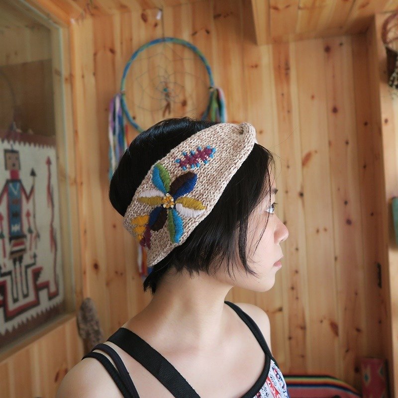 [Pre-order] ✱ ✱ headband embroidered flowers (three-color) - เครื่องประดับผม - ผ้าฝ้าย/ผ้าลินิน หลากหลายสี