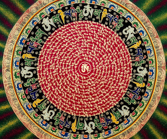 手作りのタンカマントラマンダラ、精巧な聖なる幾何学模様 - ショップ