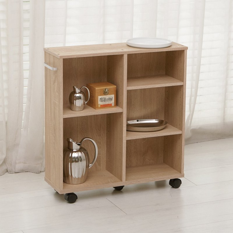 MIT Japanese simple side cabinet with wheels - Storage - Wood Khaki