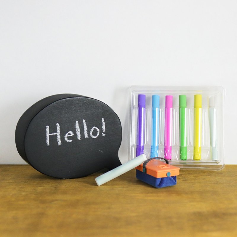 Tsumiki dialog box shape small blackboard + 6-color chalk paint set - Items for Display - Wood Black