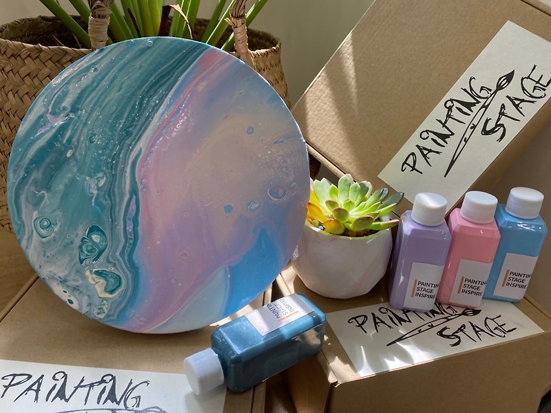 Acrylic Fluid Painting Material Experience Pack - Macaron Color - วาดภาพ/ศิลปะการเขียน - ผ้าฝ้าย/ผ้าลินิน 