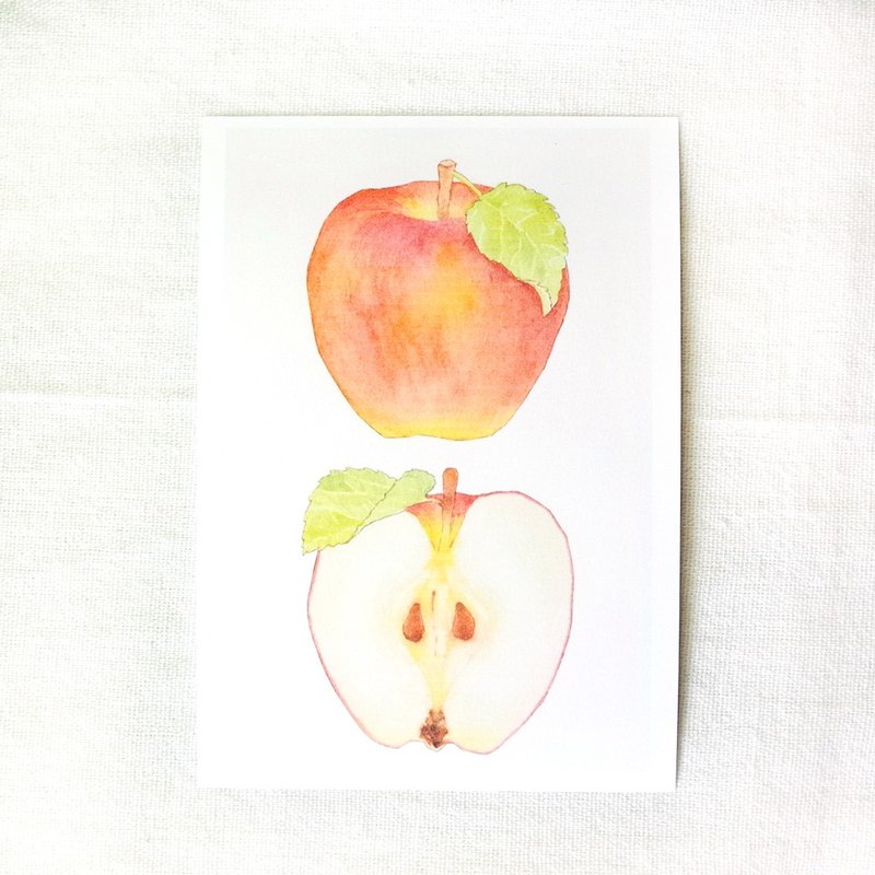 Original watercolor postcard apple - Cards & Postcards - Paper Red