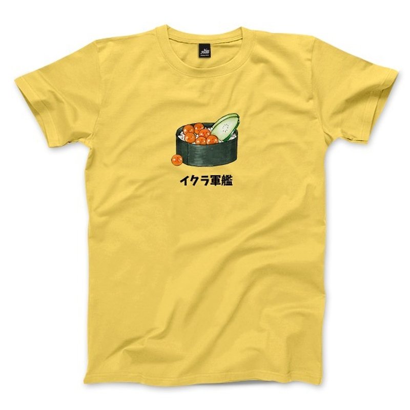 鮭魚卵軍艦 - 黃 - 中性版T恤 - 男 T 恤 - 棉．麻 黃色
