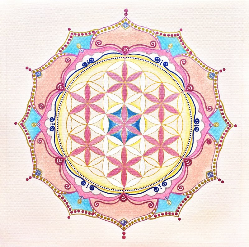 獨家創作 幸福 正能量喜悅禪生命之花曼陀羅 一筆一畫手繪的溫度 - 海報/掛畫/掛布 - 棉．麻 多色