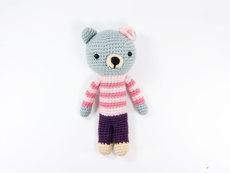 Meng Meng Bear - Bear - doll - Stuffed Dolls & Figurines - Wool Gray
