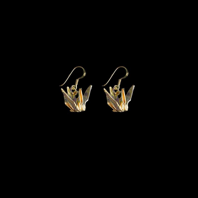 Origami Crane Earrings Silver 99.9 RICH GOLD 18k Gold Plated Silver - Earrings & Clip-ons - Sterling Silver Gold