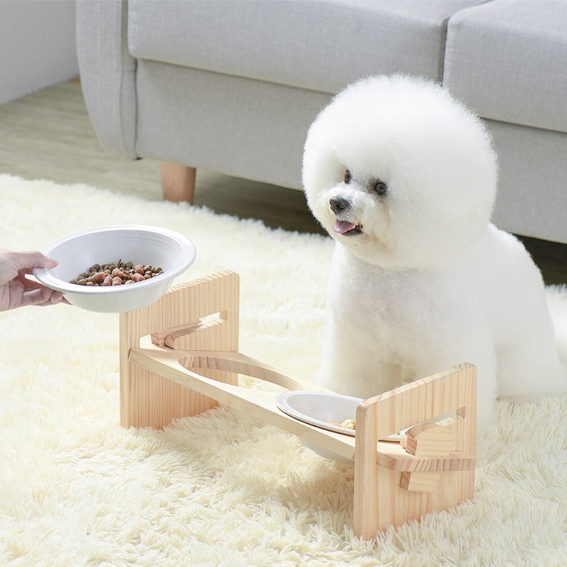 Werther Pet Growing Bowl Rack - Pet Bowls - Wood 