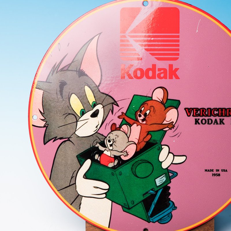 桑惠商號 KODAK柯達 X Disney 1958s 湯姆貓傑利鼠古董琺琅鐵牌 - 擺飾/家飾品 - 琺瑯 多色