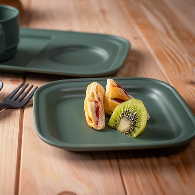 Korean nineware simple brunch square plate four-piece set - Plates & Trays - Plastic Green