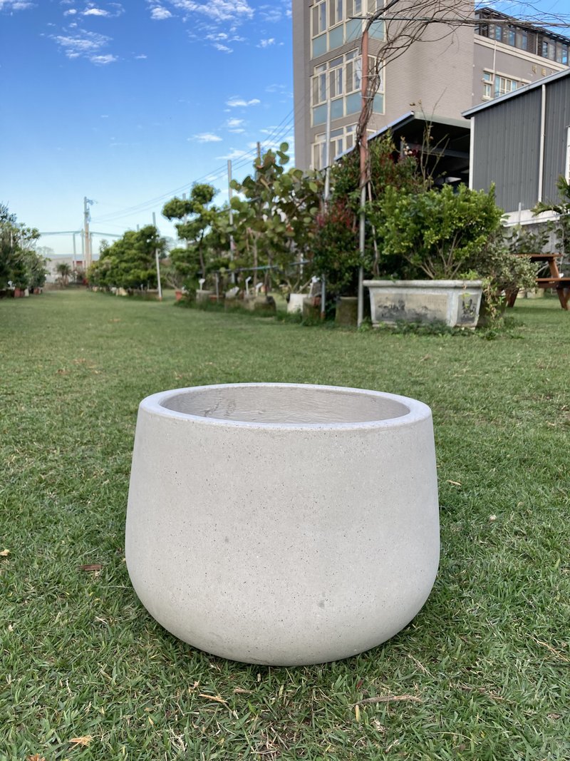 【Pot】 Cement low urn basin (white/black/light gray) | Please contact customer service for current price - Pottery & Ceramics - Cement White