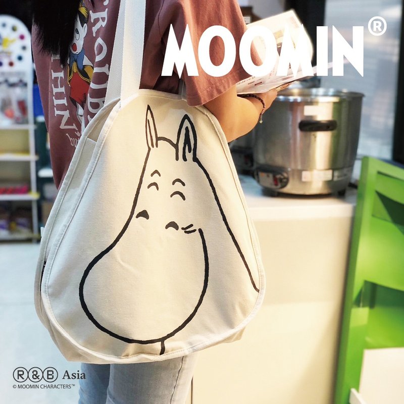 【MOOMIN】Moomin big head double-sided expression canvas bag canvas bag large capacity canvas bag shopping bag - Messenger Bags & Sling Bags - Cotton & Hemp 