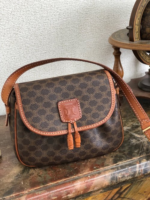 Buy CELINE Celine Vintage Macadam Blason Logo Pattern Leather Genuine  Leather Mini Shoulder Bag Pochette Brown 98318 from Japan - Buy authentic  Plus exclusive items from Japan