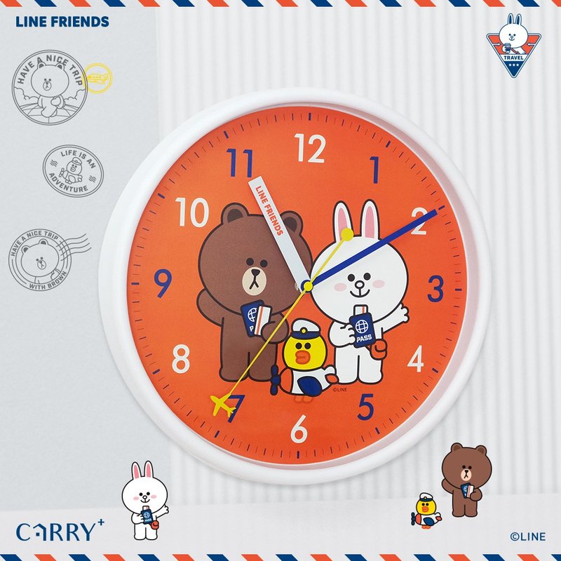 LINE FRIENDS環遊世界掛鐘 (靜音掃秒機芯) - 時鐘/鬧鐘 - 塑膠 藍色