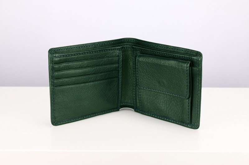 W004 Wallet+Coin pocket - Forest Green  - Genuine leather - Wallets - Genuine Leather Green