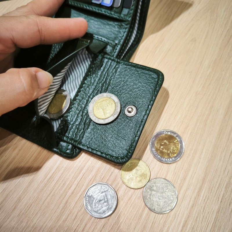 W004 Wallet+Coin pocket - Forest Green  - Genuine leather - 銀包 - 真皮 綠色