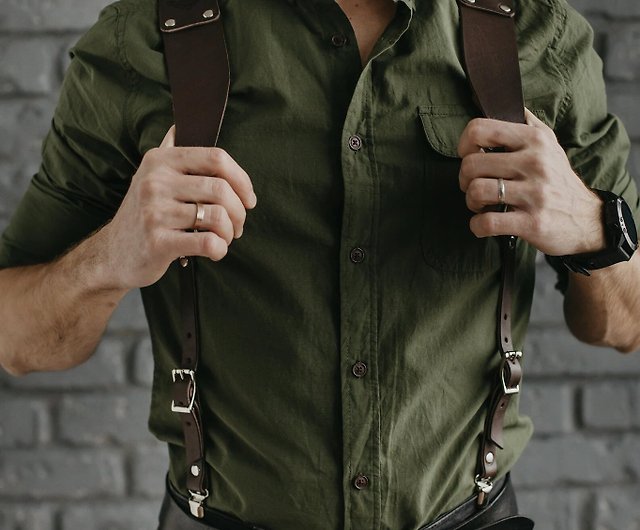 Dark Green Suspenders Button - Shop online