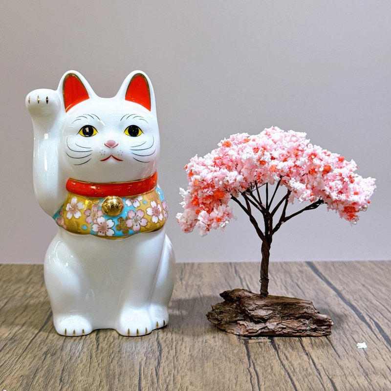 【福貓萌心】日本藥師櫻花招財貓 中號 - 擺飾/家飾品 - 瓷 白色