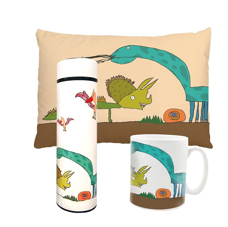 [Customized Gifts] (Customized Products) Graffiti Pillow + Thermos + Mug Combination Bag - Pillows & Cushions - Other Materials Multicolor