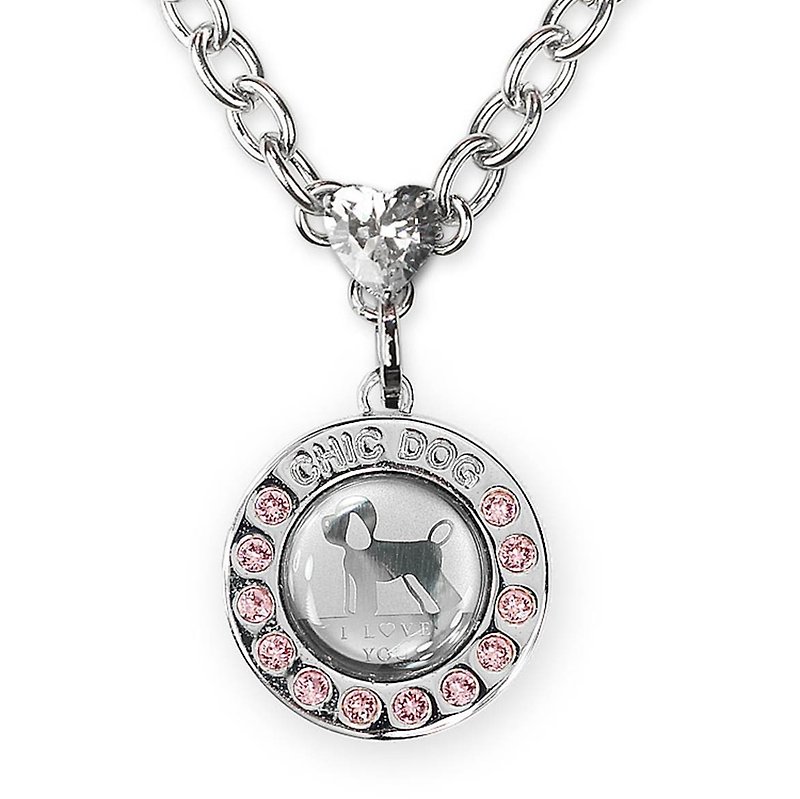 Cherish Stone 304 Stainless Steel necklace - diamond dog tag ((free engraving service)) - ปลอกคอ - โลหะ สีเงิน