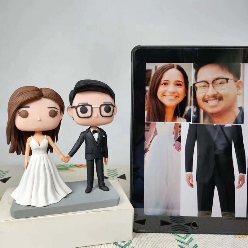 客製化3D人像公仔 訂製手工Funko Pop情侶父母夫妻結婚週年禮物 - 公仔模型 - 黏土 多色