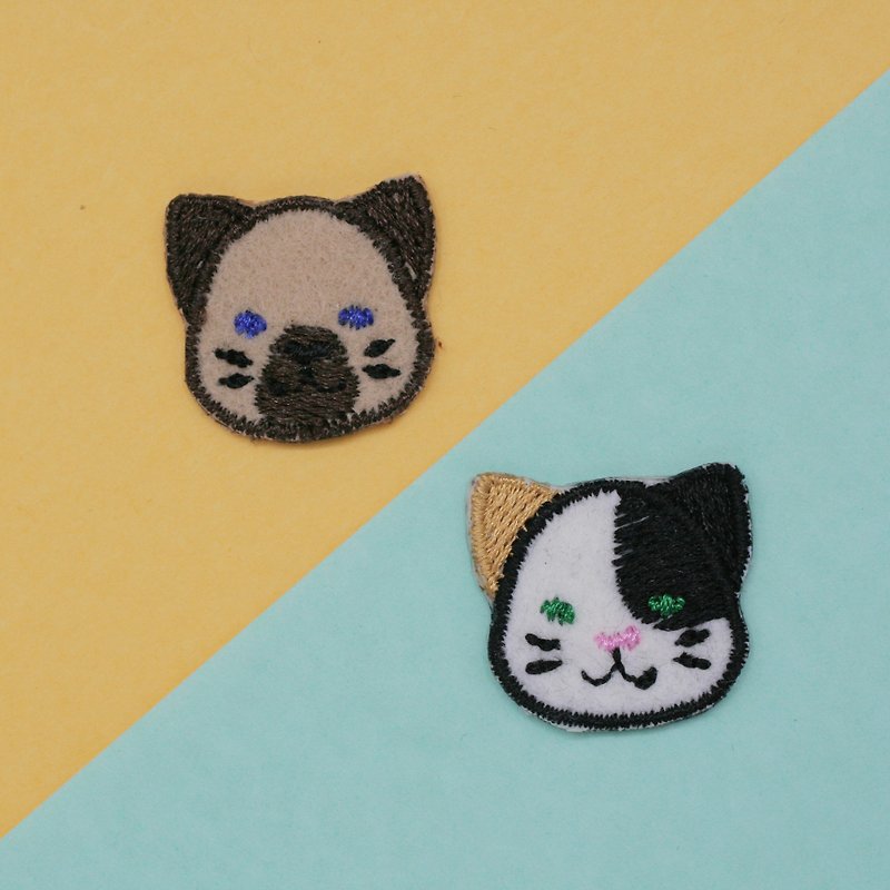 Siamese&Calico Cat Set Iron Patch (set of 2) - Knitting, Embroidery, Felted Wool & Sewing - Thread Brown