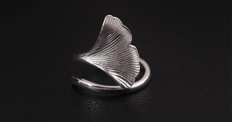 Genuine S925 Sterling Silver Handmade Ginkgo Leaf Opening Finger Rings for Women - 戒指 - 銀 銀色