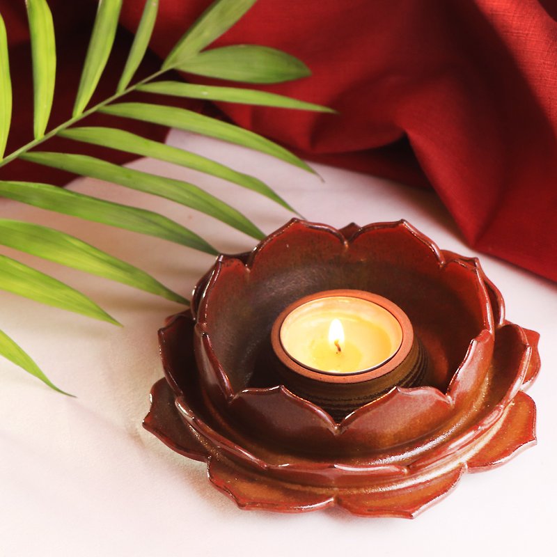 [Zen Heart Fragrance Series] Light a Heart Lamp_Lotus Sandalwood Seat - Fragrances - Pottery Red