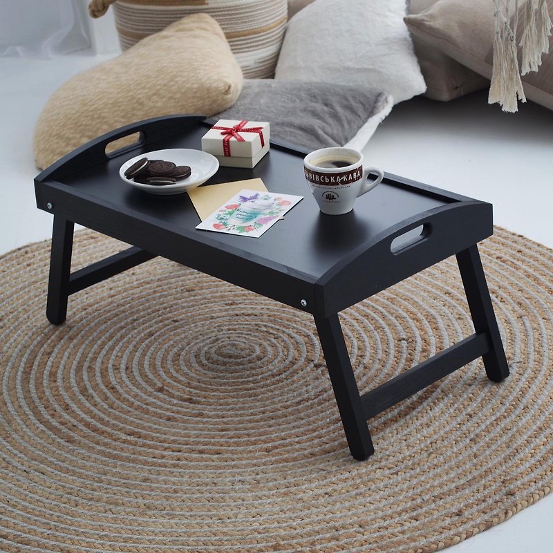 コーヒー テーブル トレイ、オットマン トレイ、装飾トレイ、木製トレイ、朝食トレイ - まな板・トレイ - 木製 ブラック