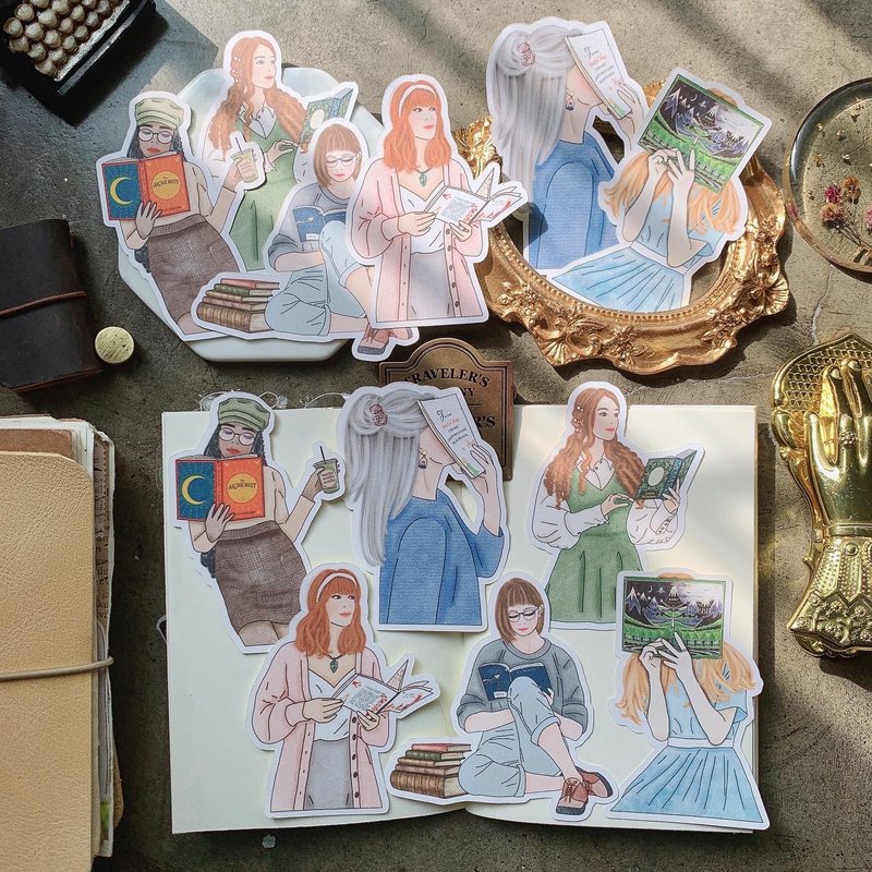 Reading girl set II Sticker - 貼紙 - 紙 