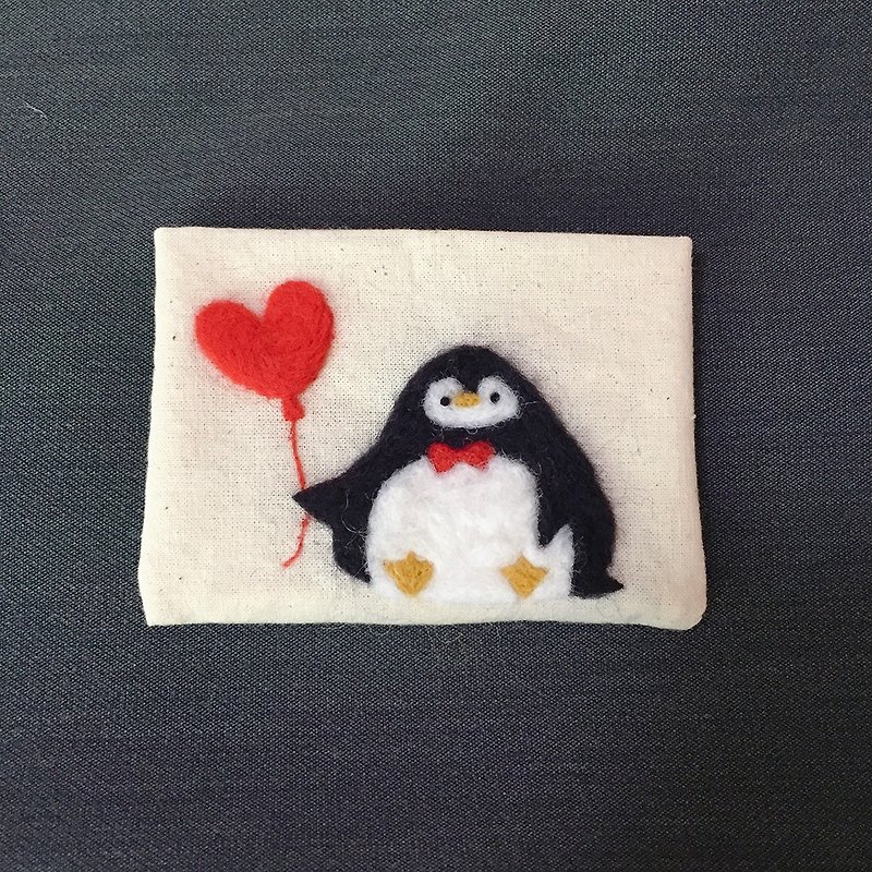 Christmas gifts cute hand-made card package card storage bag storage bag business card bag wallet purse lover friends gift gifts exclusive animal penguin - Coin Purses - Cotton & Hemp Black