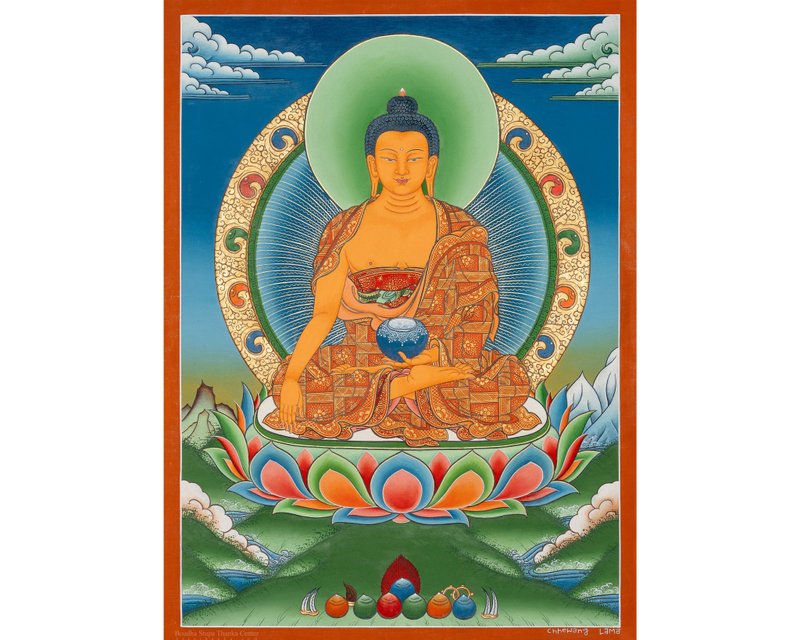 傳統釋迦牟尼佛唐卡畫作 - 壁貼/牆壁裝飾 - 其他材質 多色