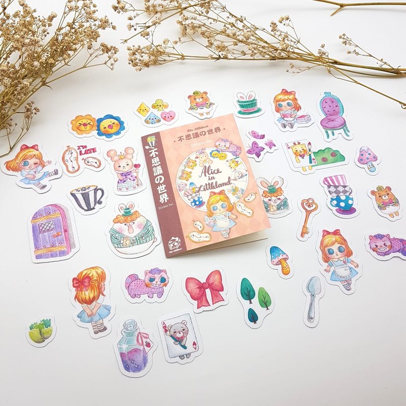 不思議の世界 Alice in Littleland  貼紙組 - 貼紙 - 紙 粉紅色