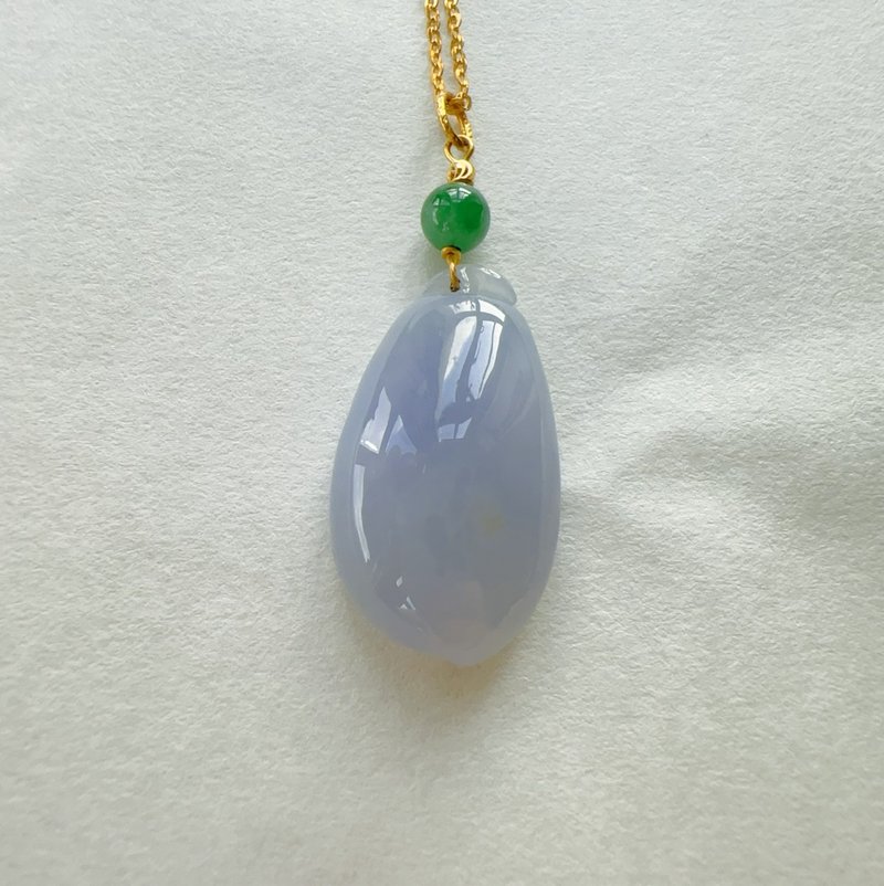 Yuan Cui - Natural Burmese Jade A grade violet melon 18K gold set with Silver chain - Necklaces - Jade Multicolor