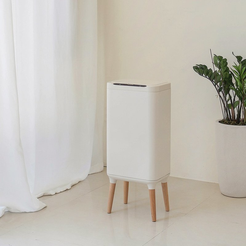 Heightened Ozone Sensing Square Trash Can Cream White 25L - ถังขยะ - สแตนเลส ขาว