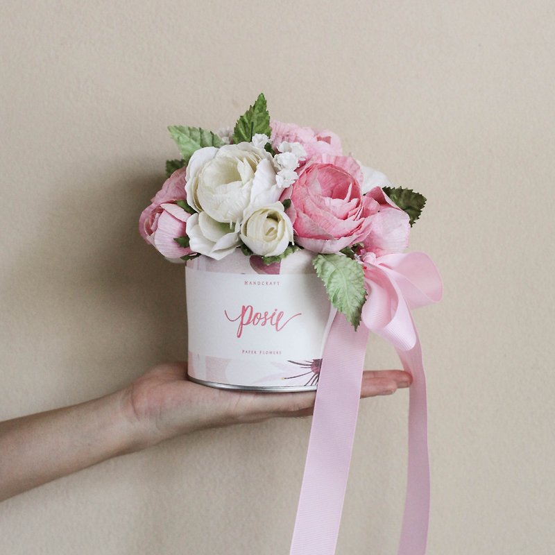 Handmade Paper Flower Aromatic Gift Box Medium Size Flowers - Items for Display - Paper Pink