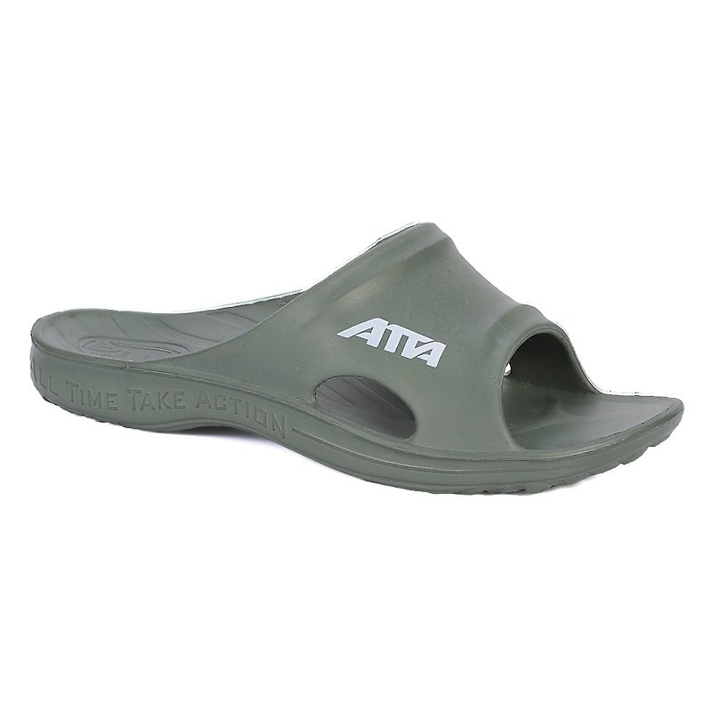【ATTA】足裏・土踏まずに均一な圧力を与えるシンプルカジュアルスリッパ アーミーグリーン - サンダル - プラスチック グリーン